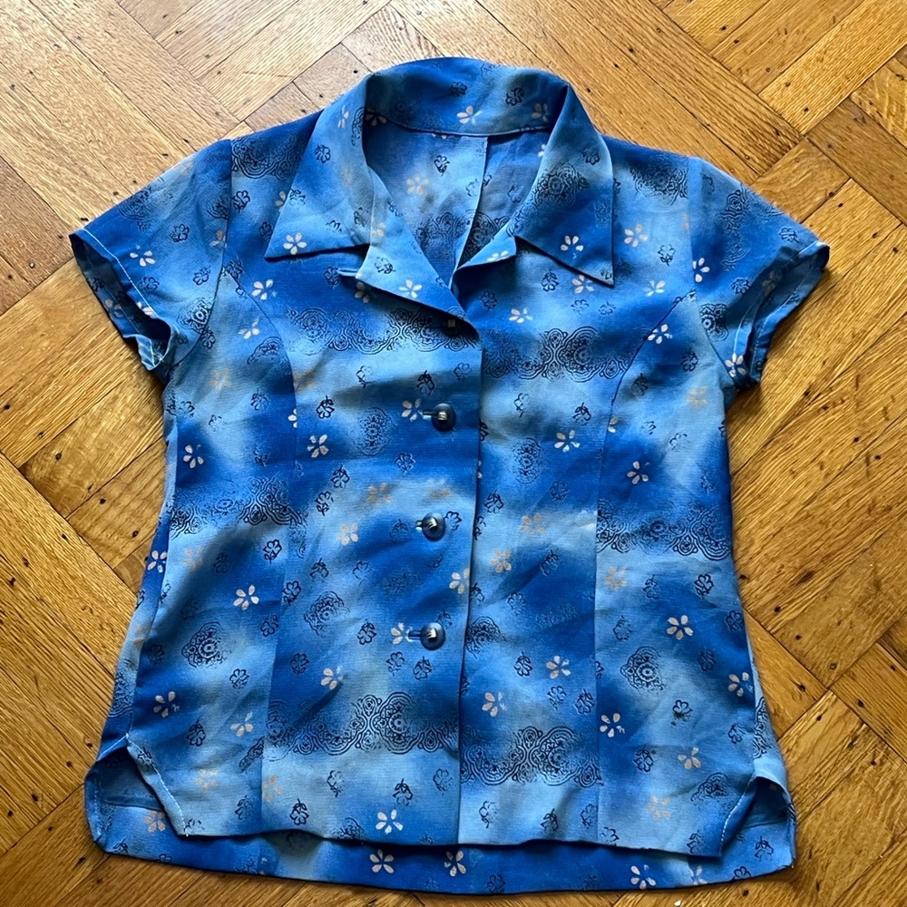 Blue Floral Women's Top